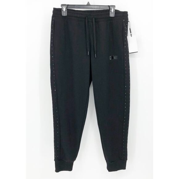 DKNY SPORT Womens Relaxed Joggers Medium Black Pants Embellished NWT - Picture 5 of 16